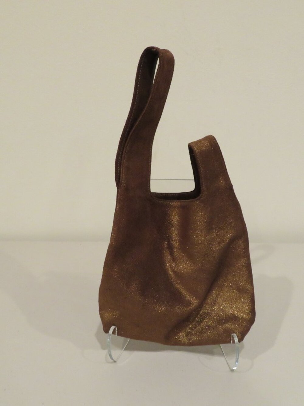 Kale Brown Suede Japanese Style Knot Wristlet Bag